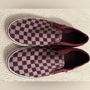 Vans Maroon Checkerboard Slip-on Women 8.5
